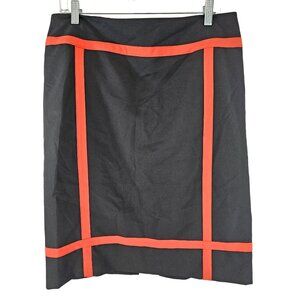 Worthington Women's Pencil Skirt Black with Red Piping Zipper Size 12